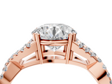 Rose gold Round Solitaire Twist Band with Pavé Setting and Four-Prong Setting_27