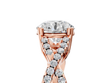 Rose gold Round Solitaire Twist Band with Pavé Setting and Four-Prong Setting_28