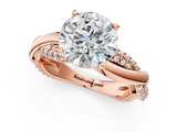 Rose gold Round Solitaire Twist Band with Pave Prong Setting_114