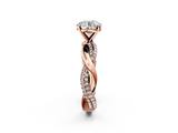 Rose gold Round Solitaire Twist Band with Pave Prong Setting_115