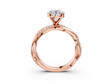 Rose gold Round Solitaire Twist Band with Pave Prong Setting_116