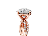 Rose gold Round Solitaire Twist Band with Pave Prong Setting_118