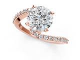Rose gold Round Solitaire Twist Band with Pave Set Diamonds and Four-Prong Setting_118