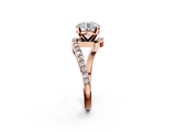 Rose gold Round Solitaire Twist Band with Pave Set Diamonds and Four-Prong Setting_119