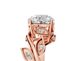 Rose gold Round Solitaire Twist Engagement Ring with Leaf Accents and Prong Setting_20