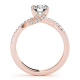 Rose gold Round Solitaire Twist Pave Diamond Engagement Ring with Prong Setting 2