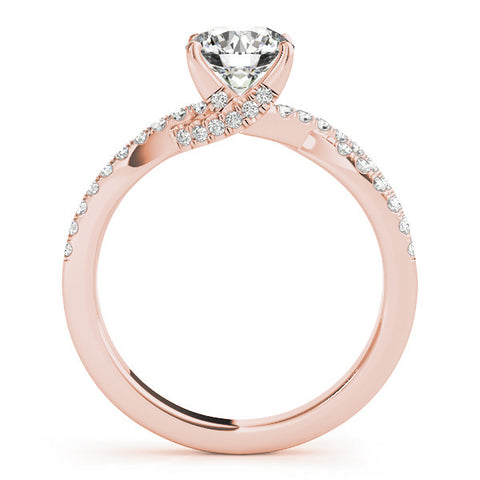 Rose gold Round Solitaire Twist Pave Diamond Engagement Ring with Prong Setting 2