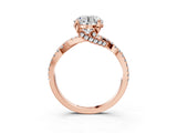 Rose gold Round Solitaire Twist Pave Diamond Engagement Ring with Prong Setting_10