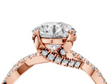 Rose gold Round Solitaire Twist Pave Diamond Engagement Ring with Prong Setting_11