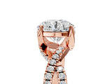 Rose gold Round Solitaire Twist Pave Diamond Engagement Ring with Prong Setting_12