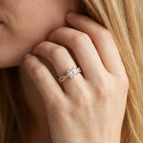 Rose gold Round Solitaire Twist Pave Diamond Engagement Ring with Prong Setting_17