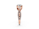 Rose gold Round Solitaire Twist Pave Diamond Engagement Ring with Prong Setting_21