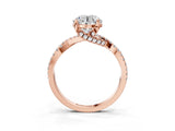 Rose gold Round Solitaire Twist Pave Diamond Engagement Ring with Prong Setting_22