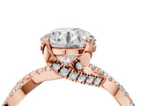 Rose gold Round Solitaire Twist Pave Diamond Engagement Ring with Prong Setting_23