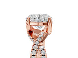 Rose gold Round Solitaire Twist Pave Diamond Engagement Ring with Prong Setting_24
