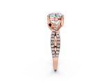 Rose gold Round Solitaire Twist Pave Diamond Engagement Ring with Prong Setting_61