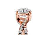 Rose gold Round Solitaire Twist Pave Diamond Engagement Ring with Prong Setting_64