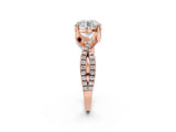 Rose gold Round Solitaire Twist Pave Diamond Engagement Ring with Prong Setting_9