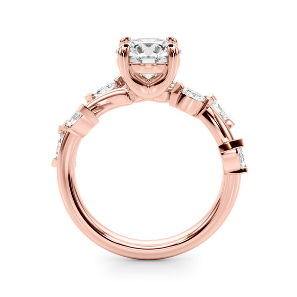 Rose gold Pear Cut Solitaire Twisted Band Marquise Accent Prong Setting Ring