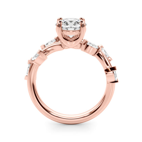 Rose gold Round Solitaire Twisted Band Marquise Accent Prong Setting Ring 2