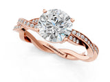 Rose gold Round Solitaire Twisted Band Pavé Diamond Ring_13