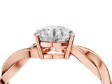 Rose gold Round Solitaire Twisted Band Pavé Diamond Ring_16