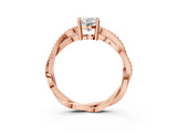 Rose gold Round Solitaire Twisted Band Pavé Diamond Ring_45