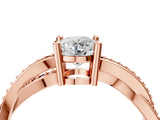 Rose gold Round Solitaire Twisted Band Pavé Diamond Ring_46
