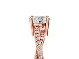 Rose gold Round Solitaire Twisted Band Pavé Diamond Ring_47