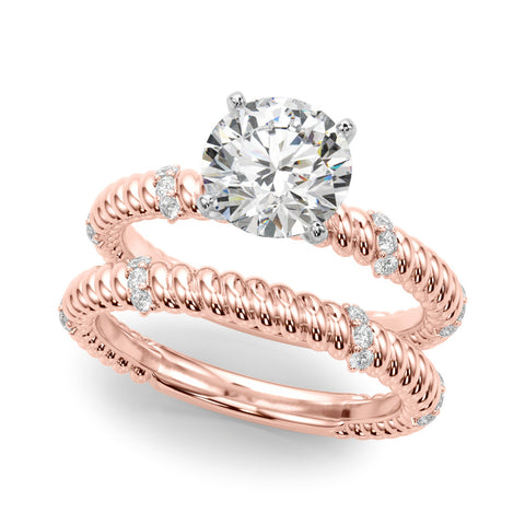 Rose gold Round Solitaire Twisted Band Prong Set Engagement Ring 1