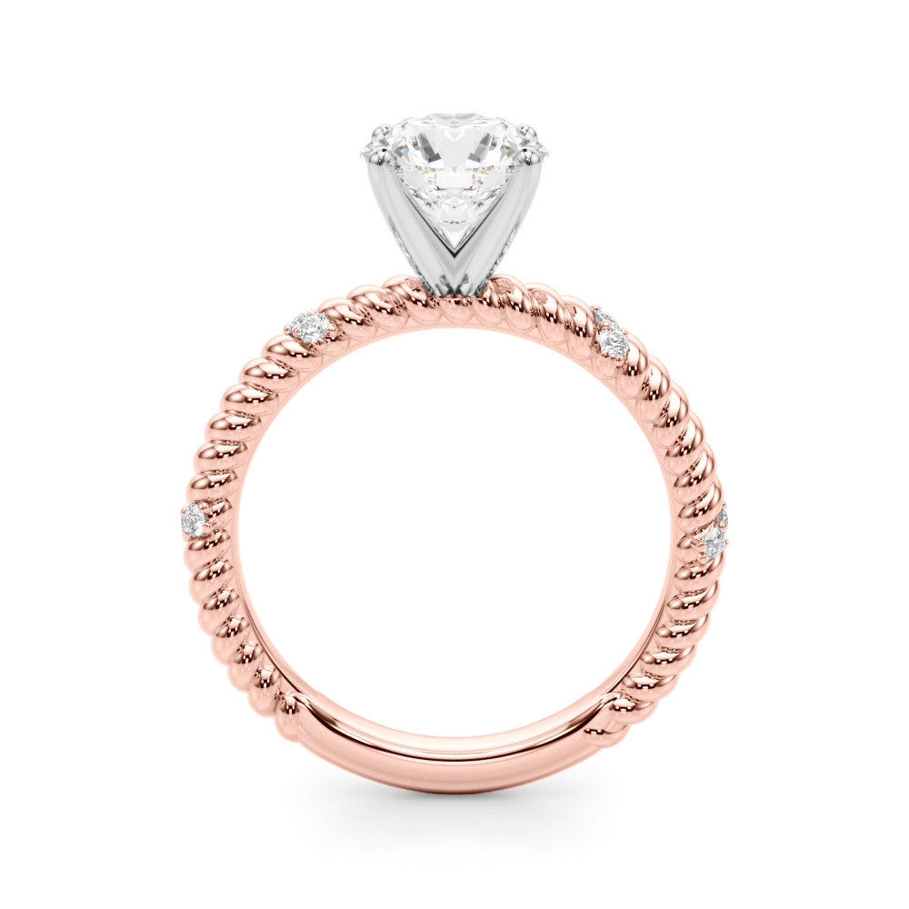 Rose gold Round Solitaire Twisted Band Prong Set Engagement Ring 2