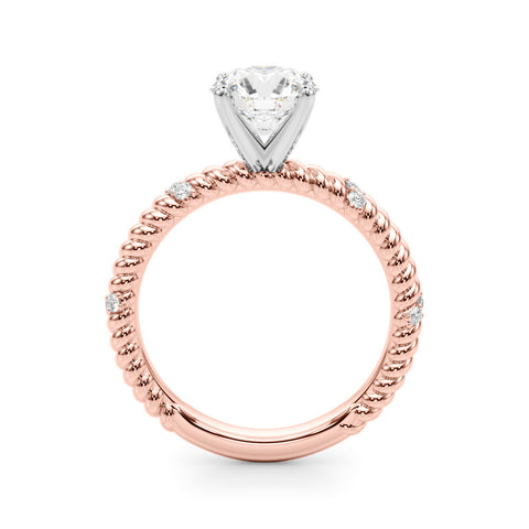 Rose gold Round Solitaire Twisted Band Prong Set Engagement Ring 2