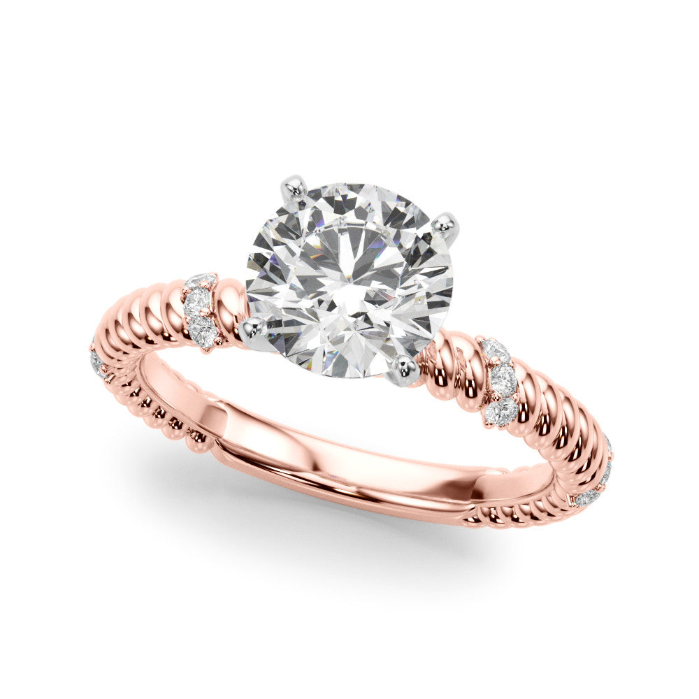 Rose gold Round Solitaire Twisted Band Prong Set Engagement Ring