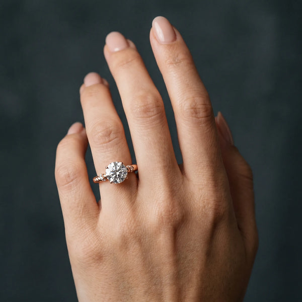 Rose gold Round Solitaire Twisted Band Prong Set Engagement Ring