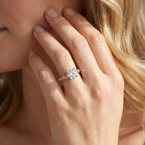 Rose gold Round Solitaire Twisted Band Prong Set Engagement Ring