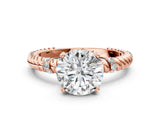 Rose gold Round Solitaire Twisted Band Prong Set Engagement Ring_70