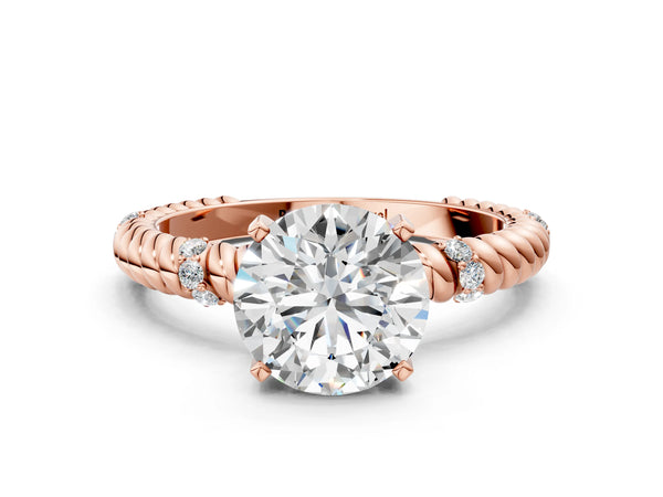 Rose gold Round Solitaire Twisted Band Prong Set Engagement Ring