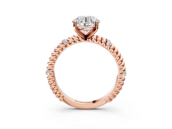Rose gold Round Solitaire Twisted Band Prong Set Engagement Ring