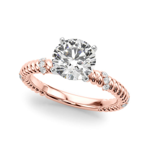 Rose gold Round Solitaire Twisted Band Prong Set Engagement Ring