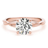 Rose gold Round Solitaire Twisted Band Ring with Four-Prong Setting 1