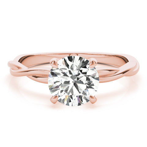 Rose gold Round Solitaire Twisted Band Ring with Four-Prong Setting 1
