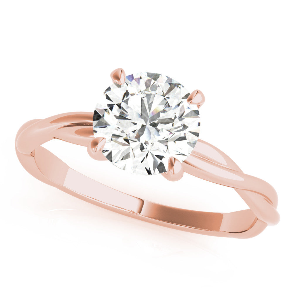 Rose gold Round Solitaire Twisted Band Ring with Four-Prong Setting