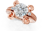 Rose gold Round Solitaire Twisted Band Scroll Prong Ring_4