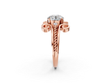 Rose gold Round Solitaire Twisted Band Scroll Prong Ring_5