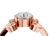 Rose gold Round Solitaire Twisted Band Scroll Prong Ring_7