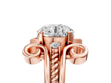 Rose gold Round Solitaire Twisted Band Scroll Prong Ring_8