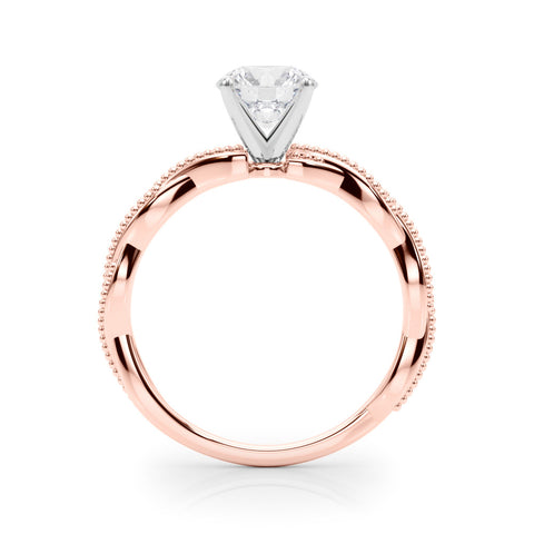 Rose gold Round Solitaire Twisted Band with Bead Prong Setting 2