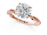 Rose gold Round Solitaire Twisted Band with Bead Prong Setting_381