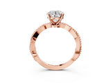 Rose gold Round Solitaire Twisted Band with Bead Prong Setting_383
