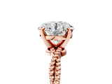 Rose gold Round Solitaire Twisted Band with Bead Prong Setting_385